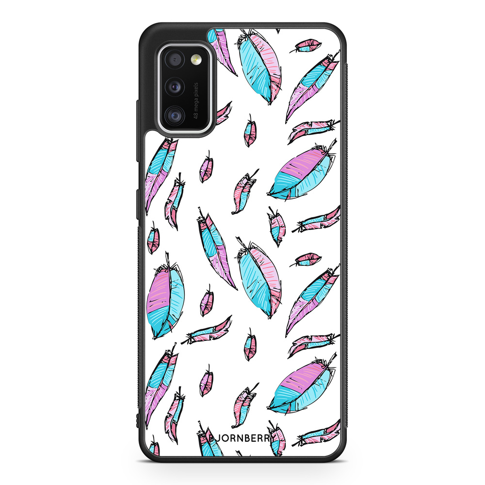Samsung Galaxy A41 Case - Pink/Blue Feathers