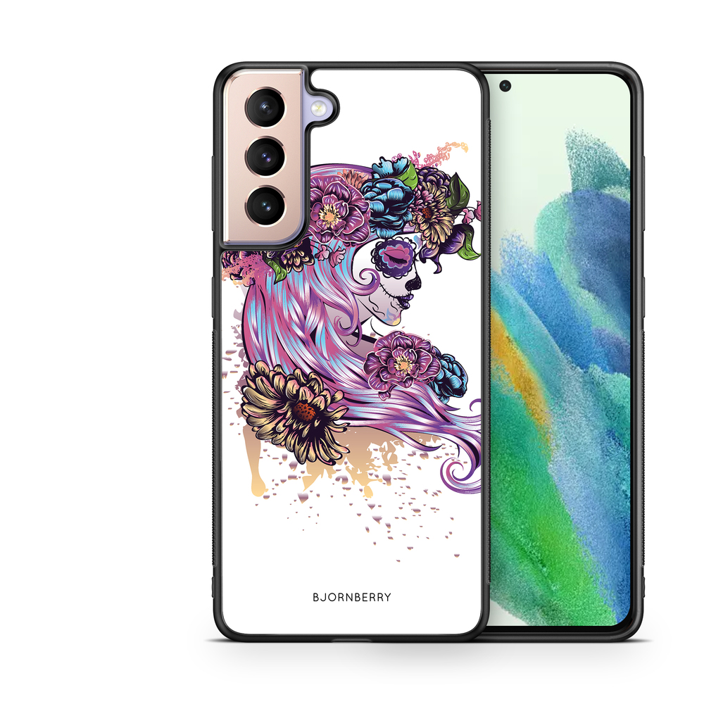 Samsung Galaxy S21 FE 5G Case - Skull Girl Flowers