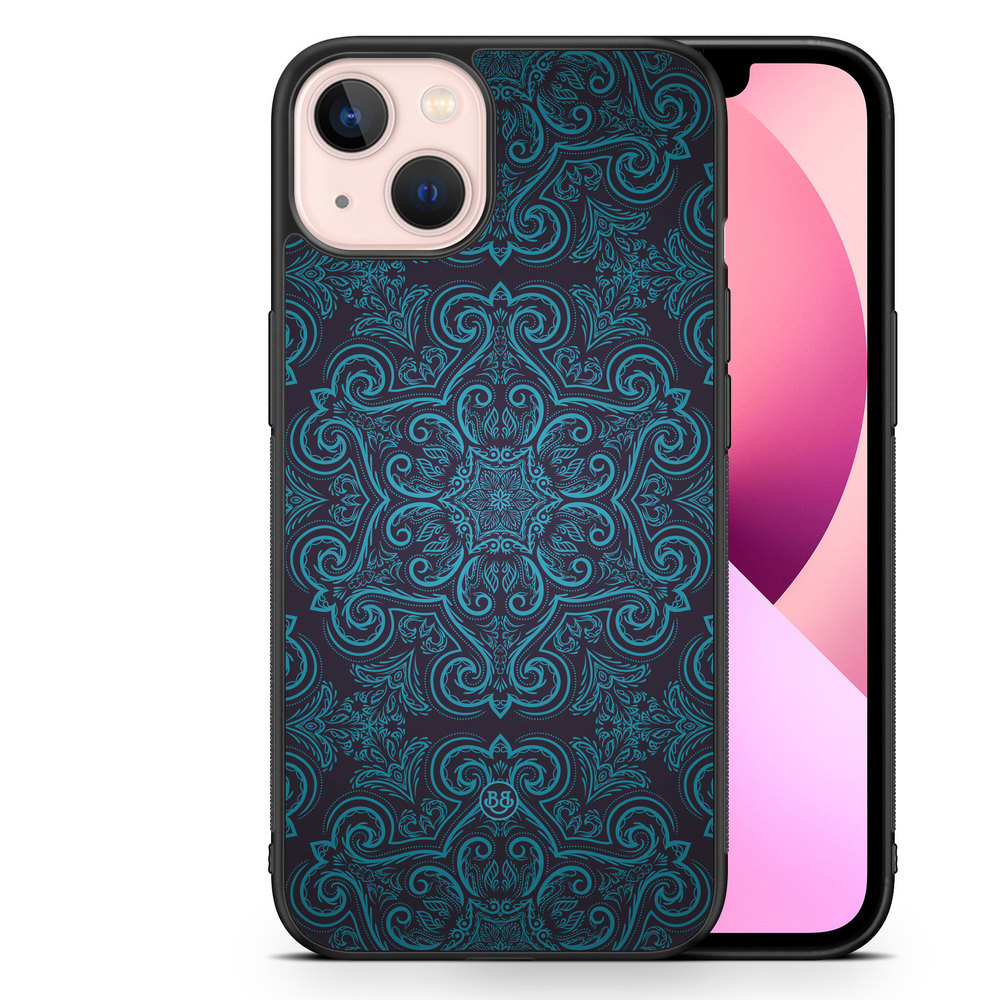 iPhone 13 Skal - Blå Retromönster