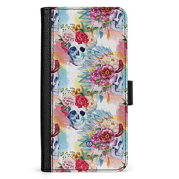 Xiaomi Redmi 10C Wallet Case - Skulls And Flowers