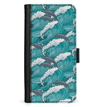 Xiaomi Redmi 10C Wallet Case - Waves and Dolphins