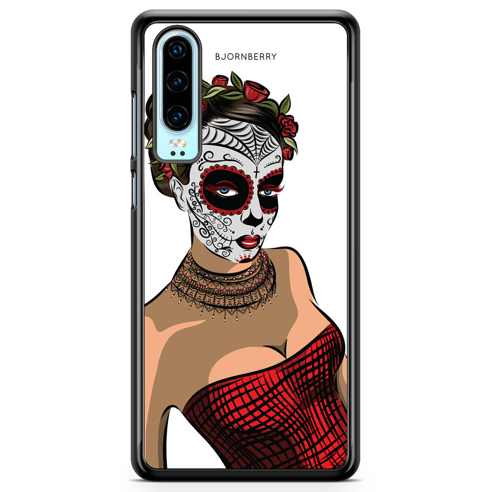Huawei P30 Case - Skull Mask Flowers