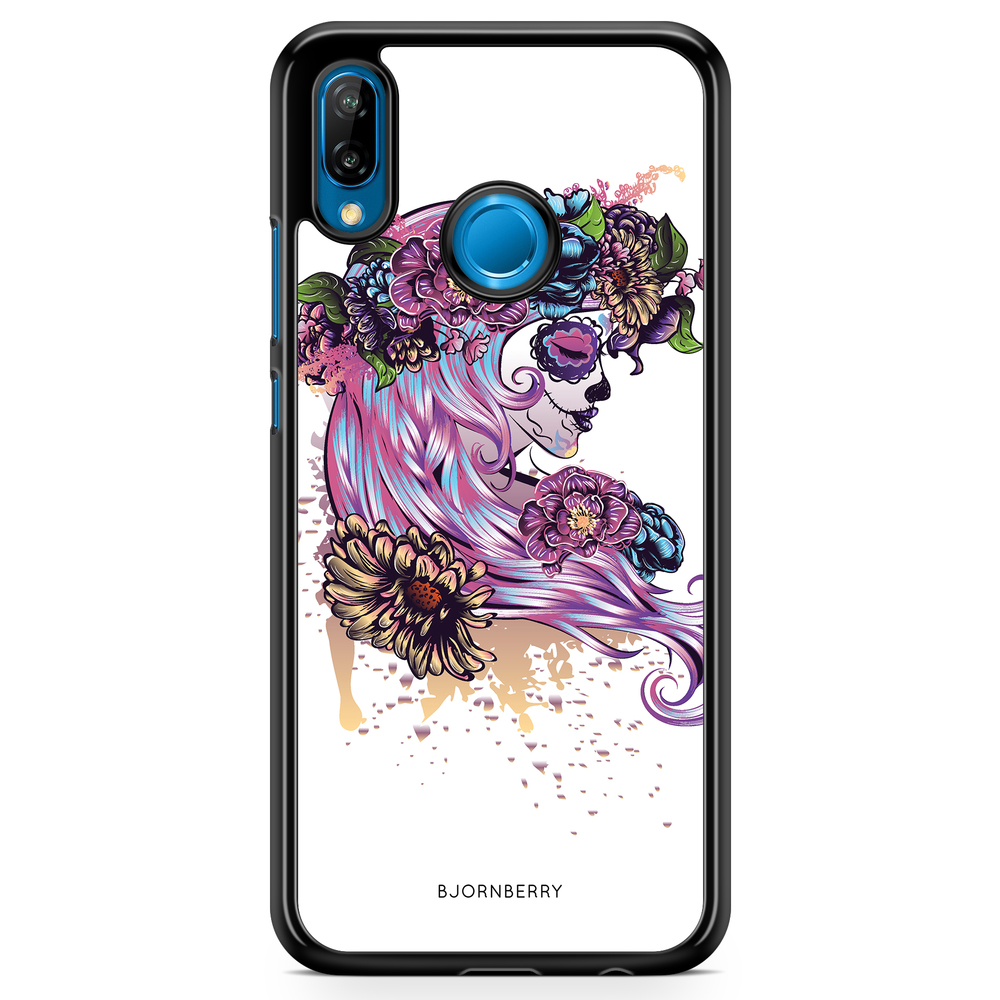 Huawei P20 Lite Case - Skull Girl Flowers