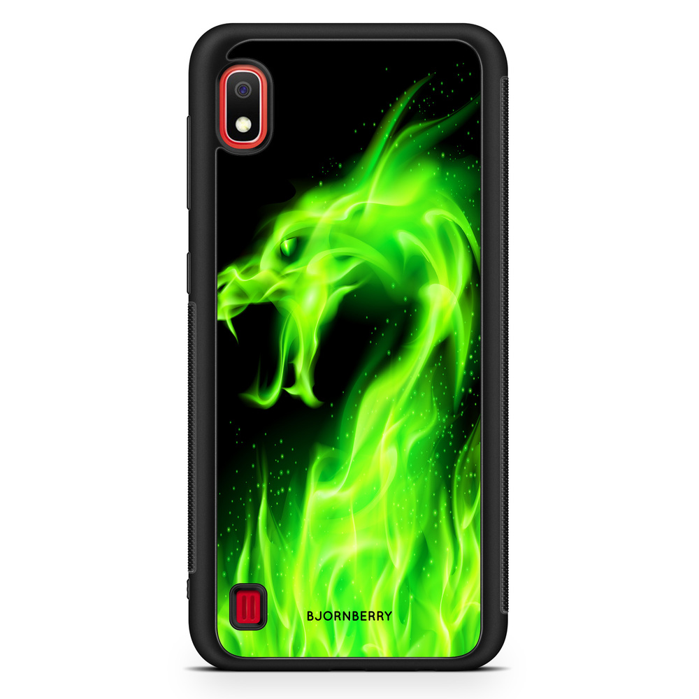 Samsung Galaxy A10 Skal - Grön Flames Dragon