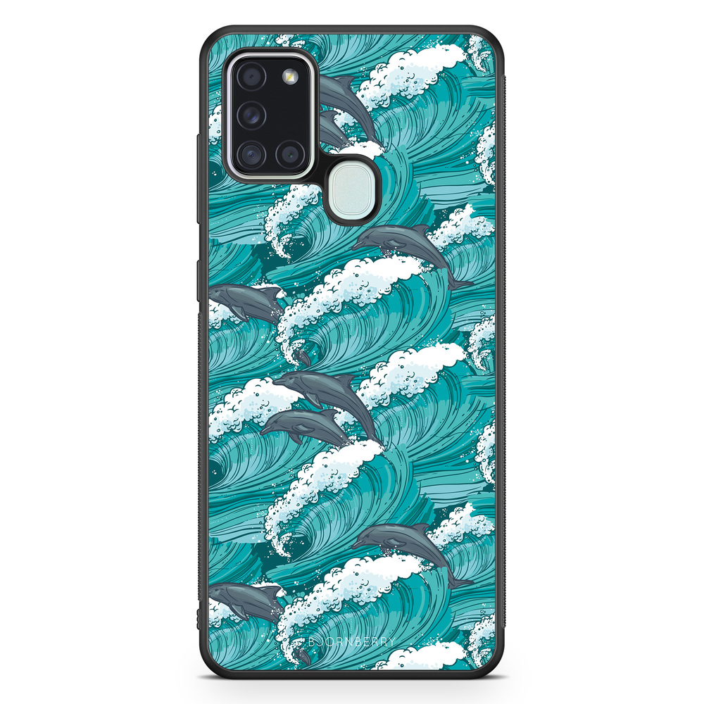 Samsung Galaxy A21s Case - Waves And Dolphins