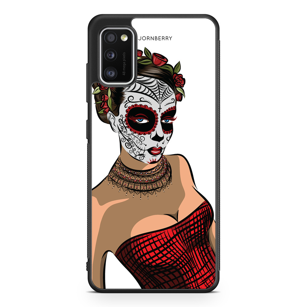 Samsung Galaxy A41 Case - Skull Mask Flowers