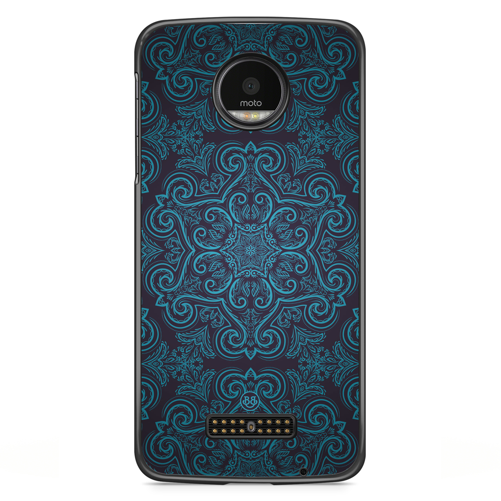 Moto Z2 Play Case - Blue Retro Pattern