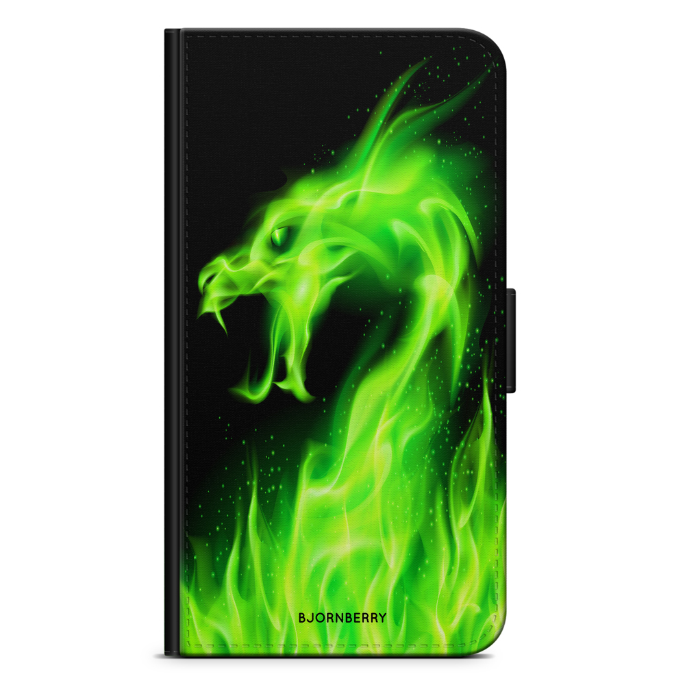 Huawei P40 Plånboksfodral - Grön Flames Dragon