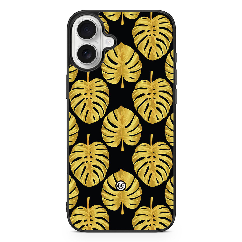 iPhone 16 Plus Case - Gold Monstera