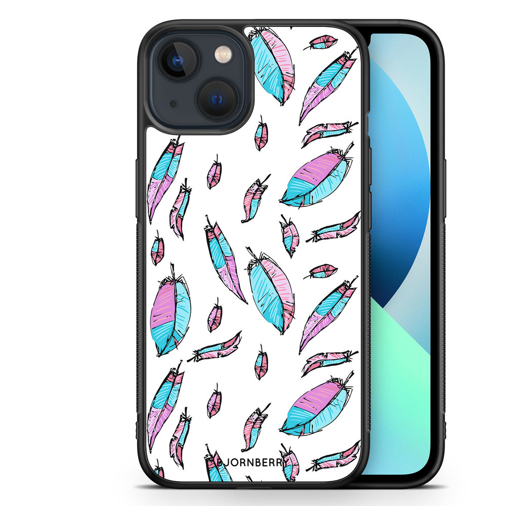 iPhone 13 Mini Case - Pink/Blue Feathers