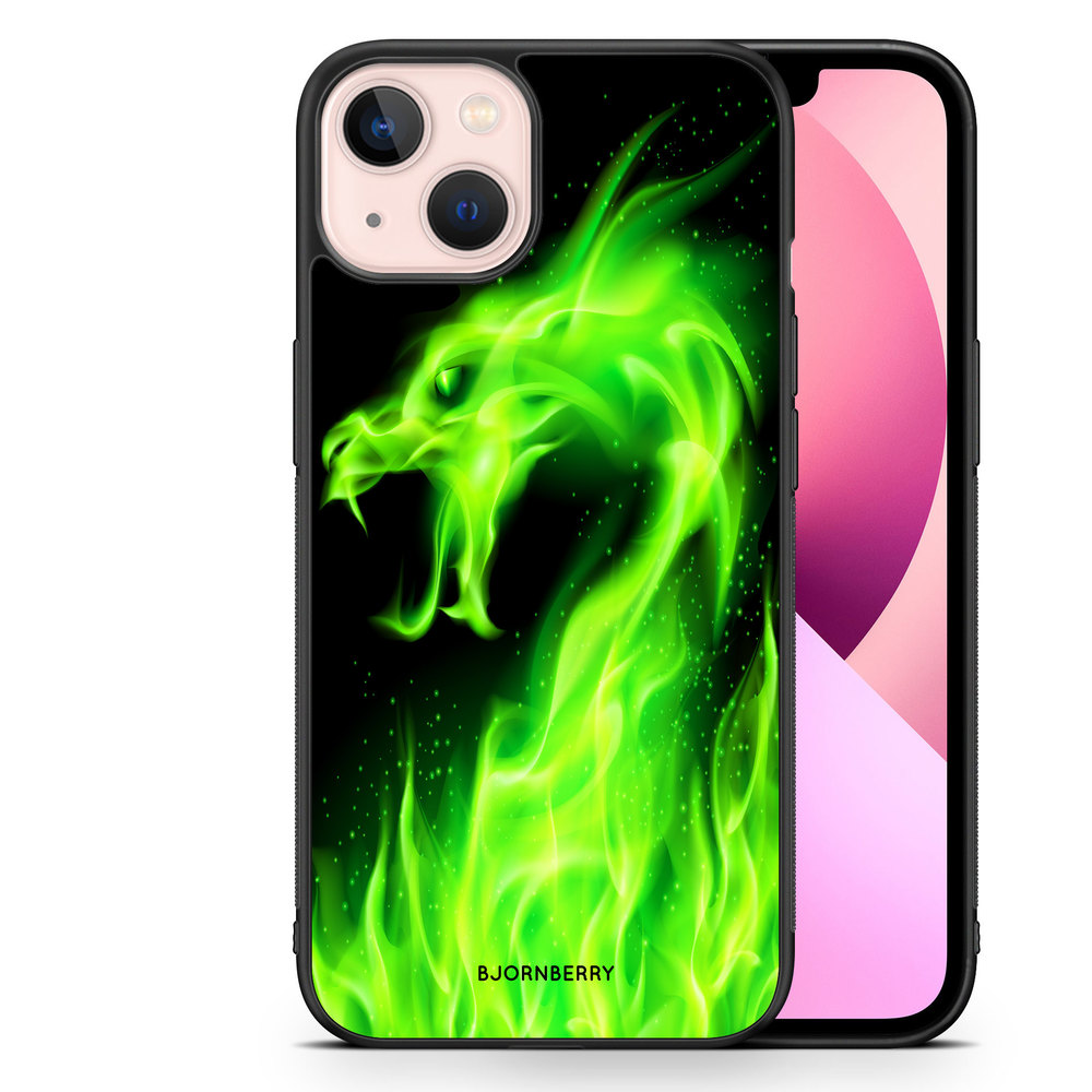 iPhone 13 Case - Green Flames Dragon