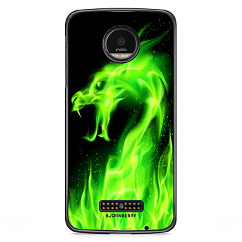 Motorola Moto Z Skal - Grön Flames Dragon