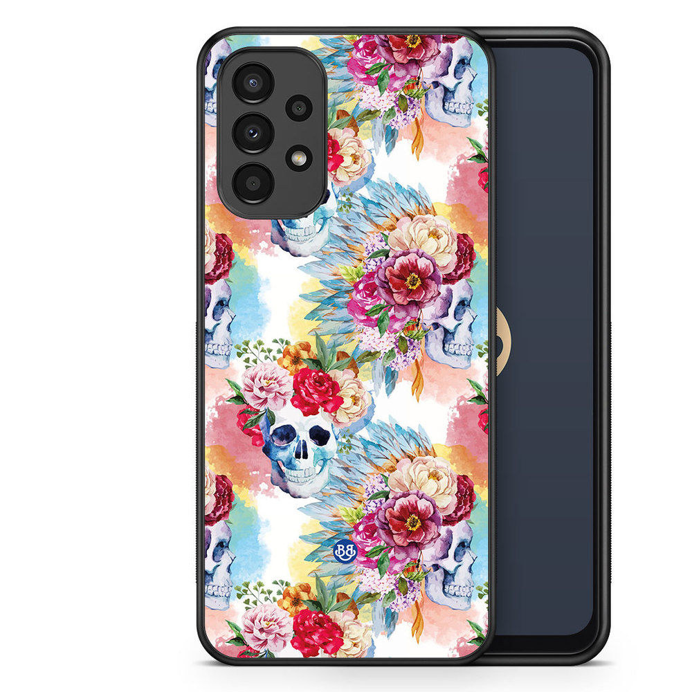 Samsung Galaxy A13 Case - Skulls And Flowers