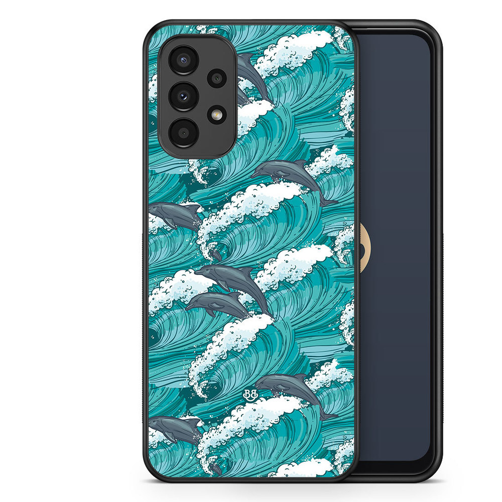 Samsung Galaxy A13 Case - Waves and Dolphins