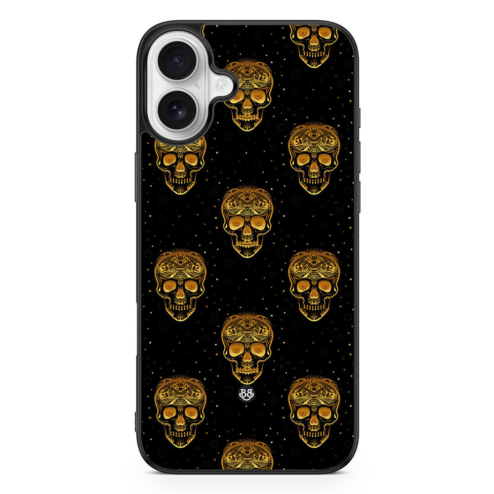 iPhone 16 Plus Case - Gold Skulls