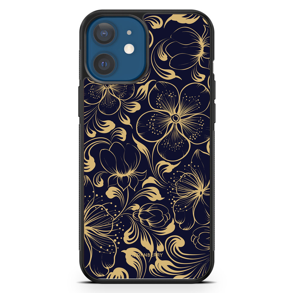 iPhone 12 Case - Dark Blue Flowers
