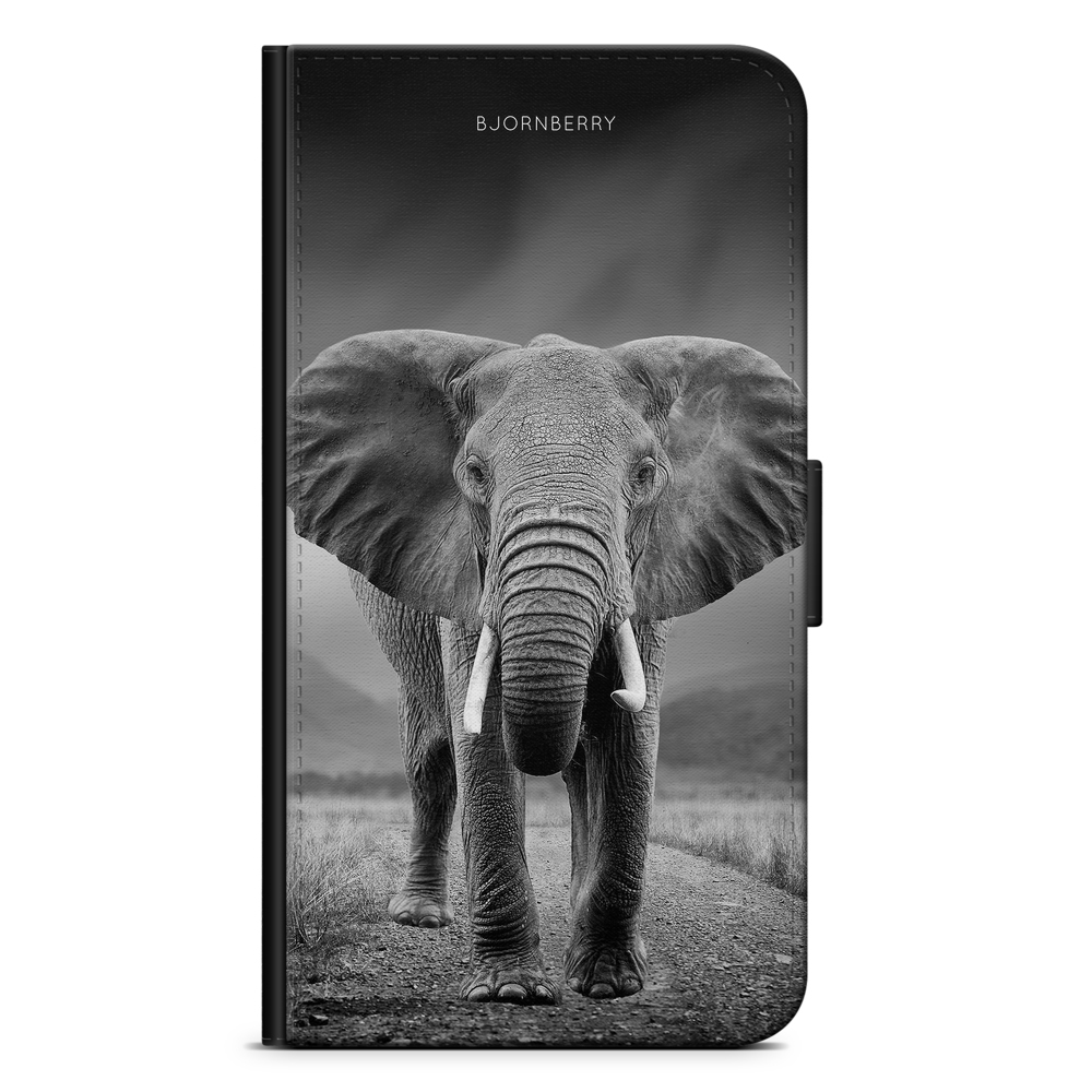 Huawei P30 Lite Wallet Case - Black/White Elephant