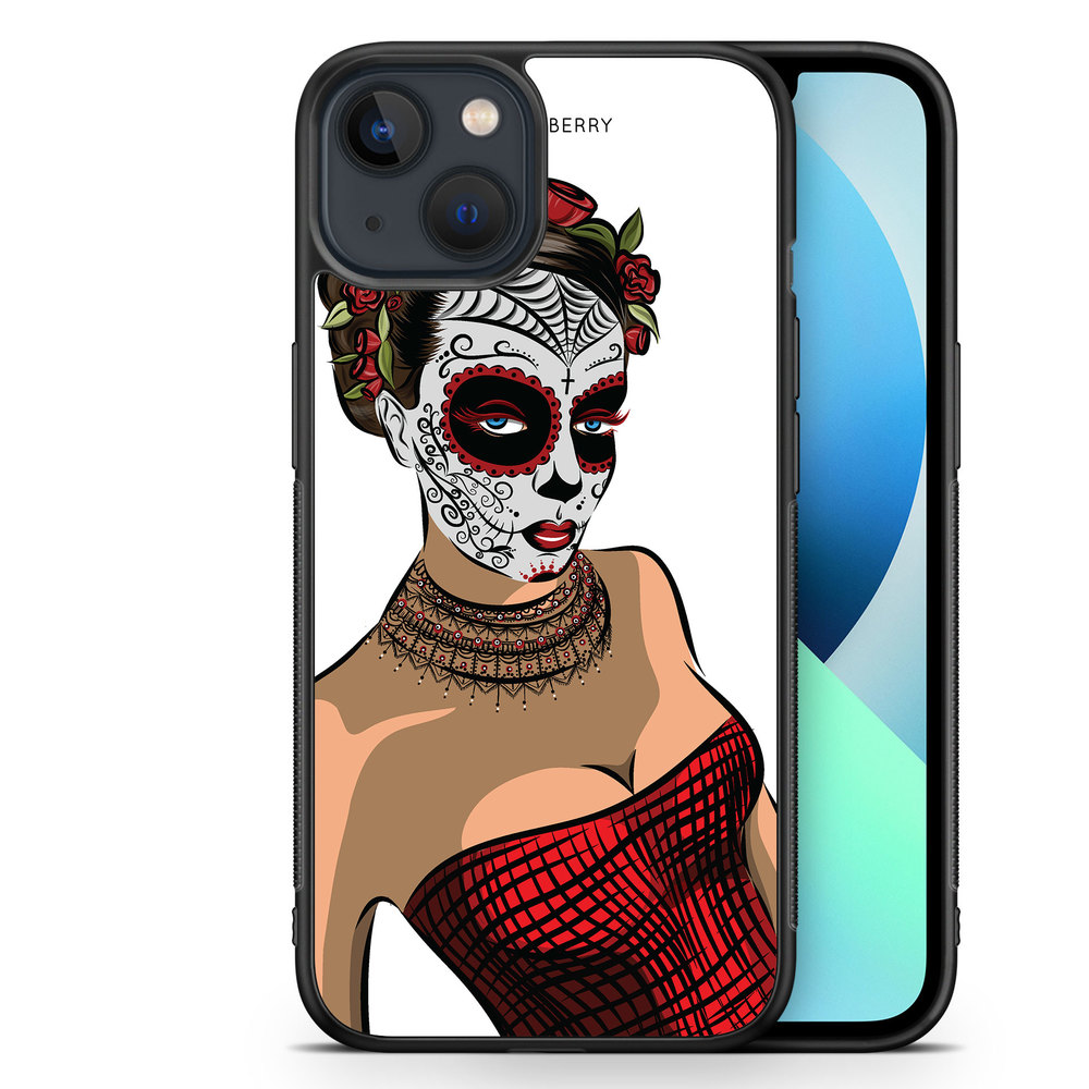 iPhone 13 Mini Case - Skull Mask Flowers