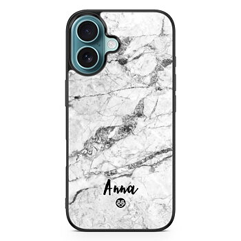 iPhone 16 Custom Skal - Vit Marmor Namn