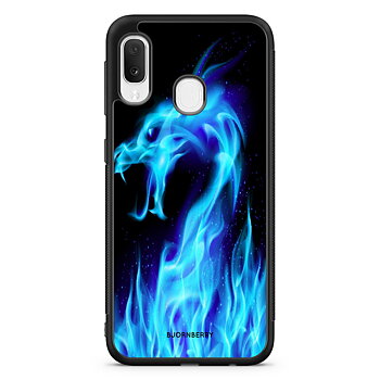Samsung Galaxy A20e Case - Blue Flames Dragon