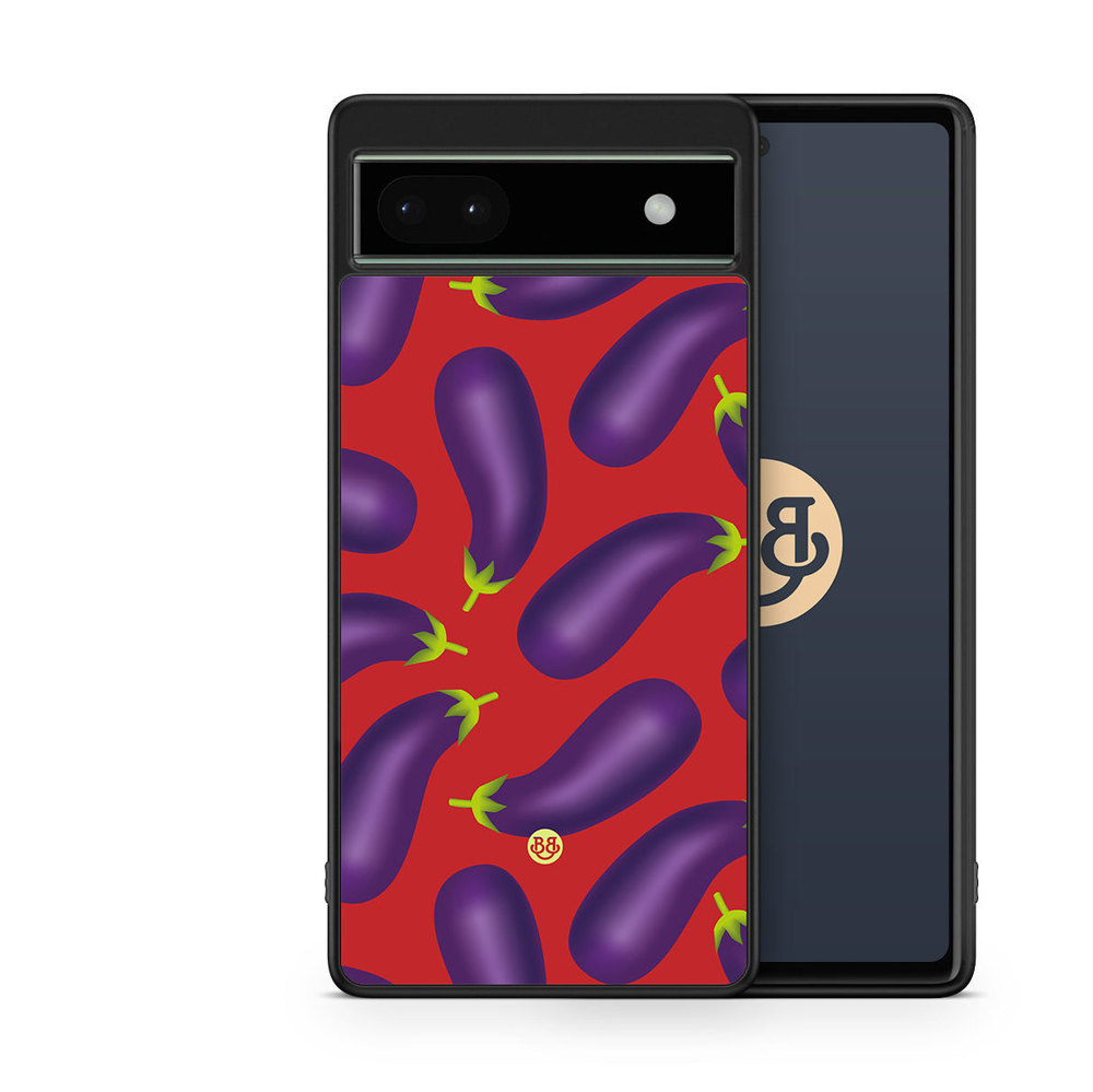 Google Pixel 6a Case - Eggplant Pattern