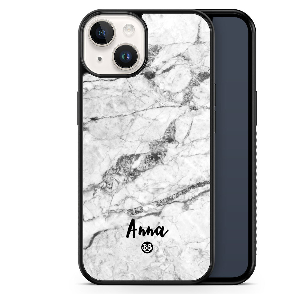 iPhone 14 Custom Case - White Marble Name