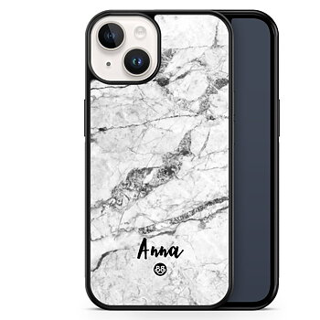 iPhone 14 Custom Skal - Vit Marmor Namn