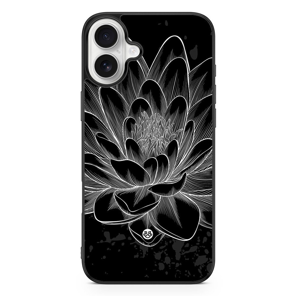 iPhone 16 Plus Case - Black/White Lotus