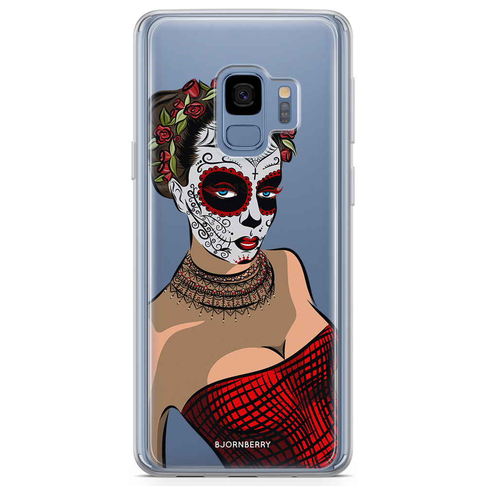 Samsung Galaxy S9 Fashion Case - Skull Mask Flowers