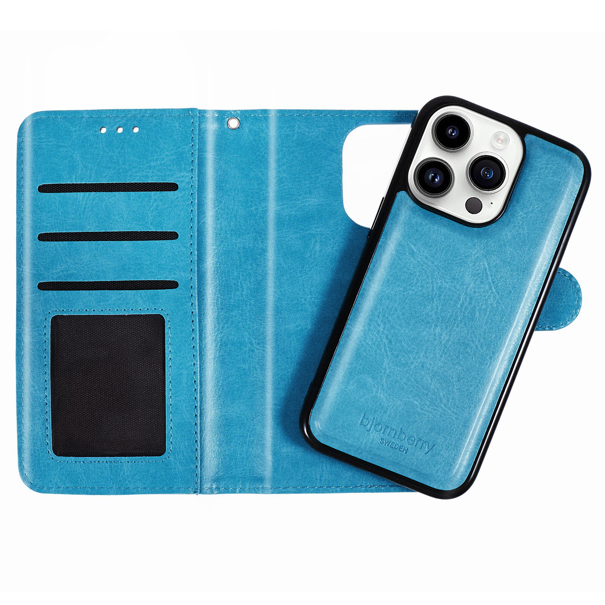 iPhone 14 Pro Max Magnet Wallet Case - Light Blue - 2