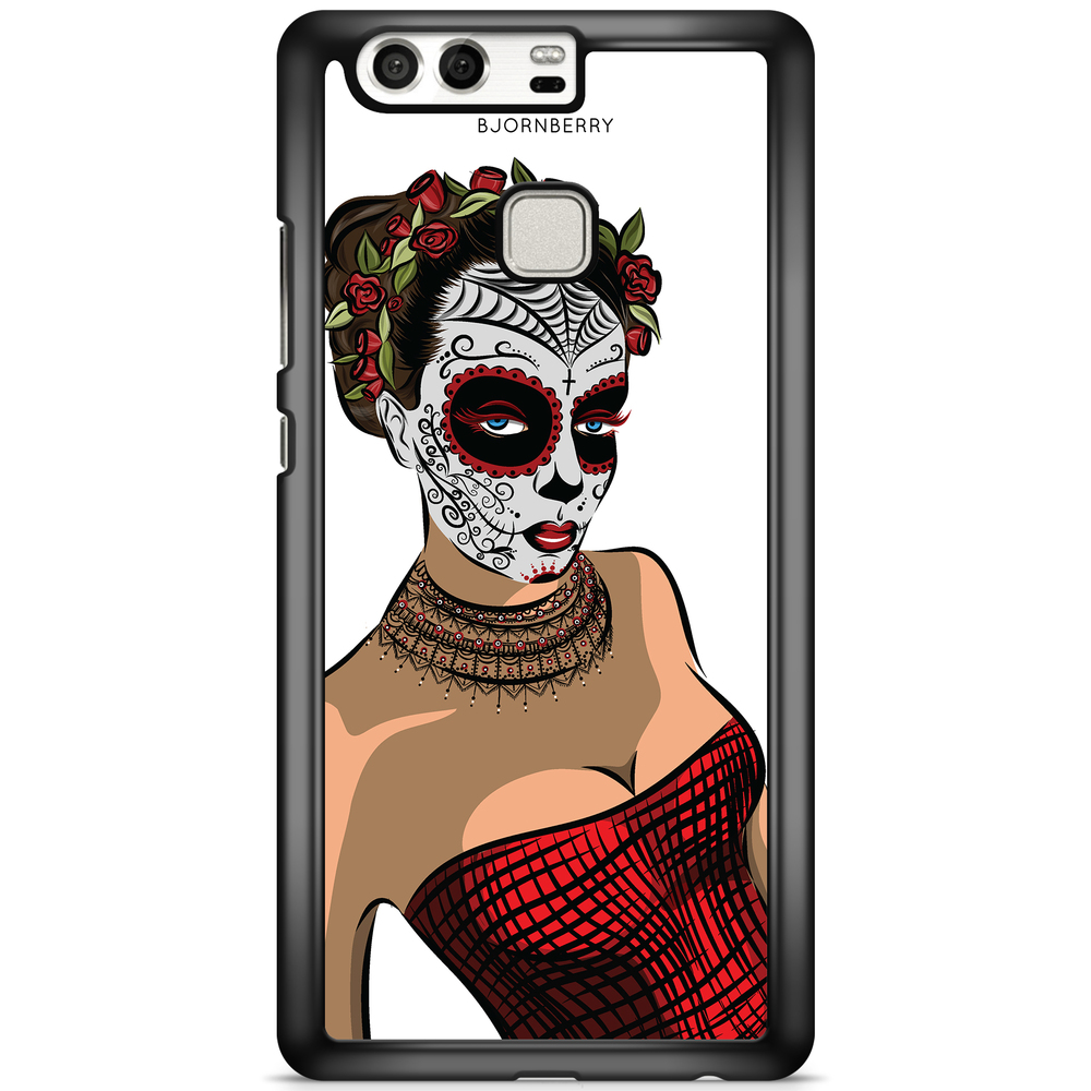 Huawei P9 Case - Skull Mask Flowers