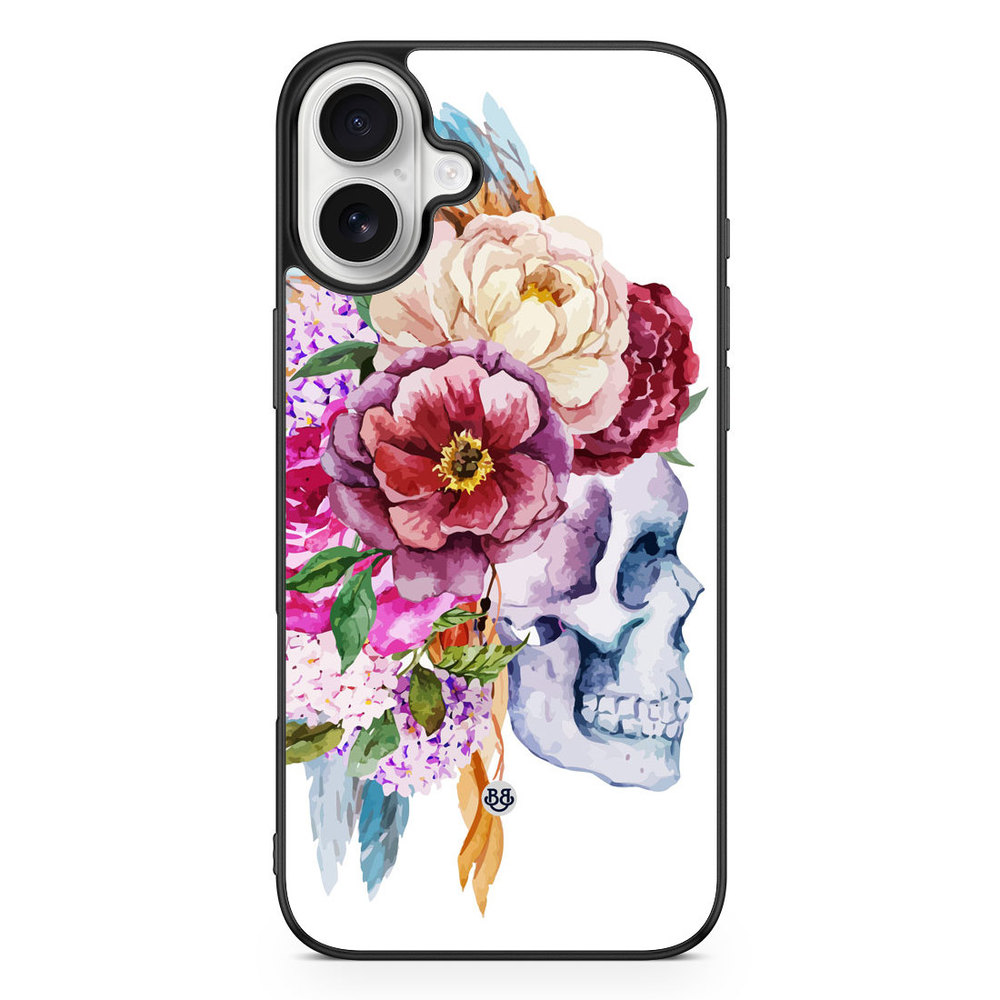 iPhone 16 Plus Case - Skull & Flowers