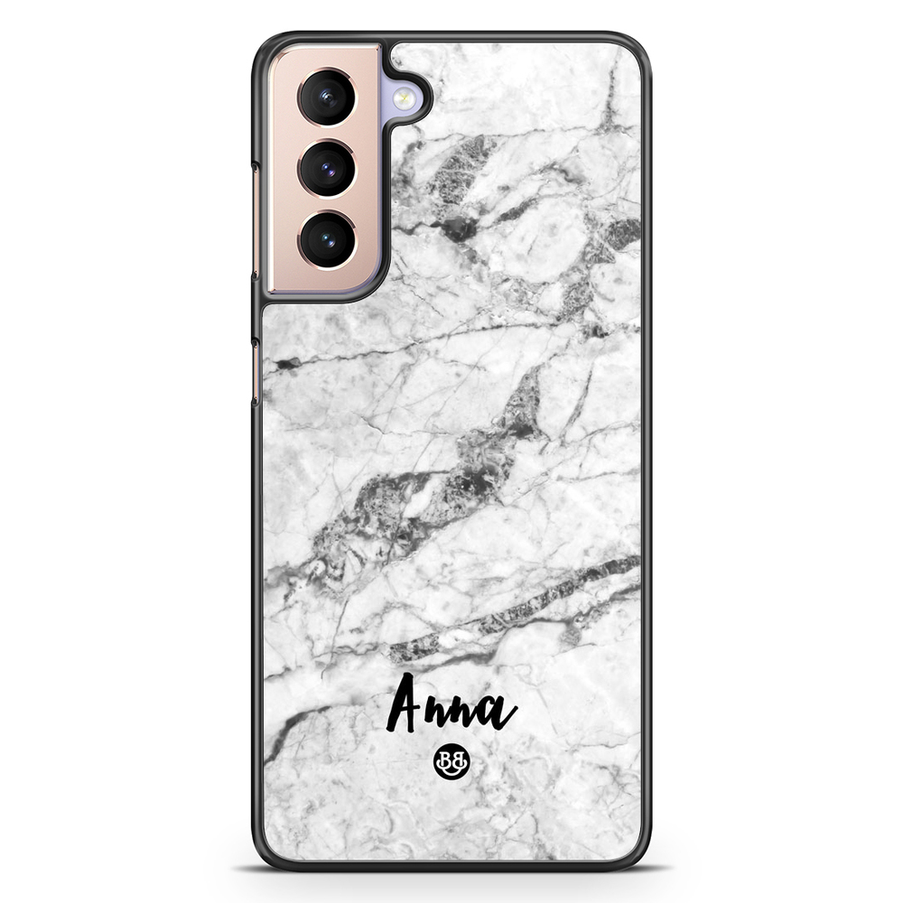 Samsung Galaxy S21 Custom Case - White Marble Name