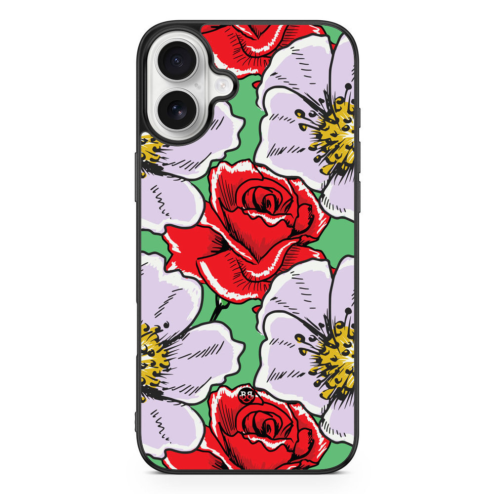 iPhone 16 Plus Case - Red & White Floral