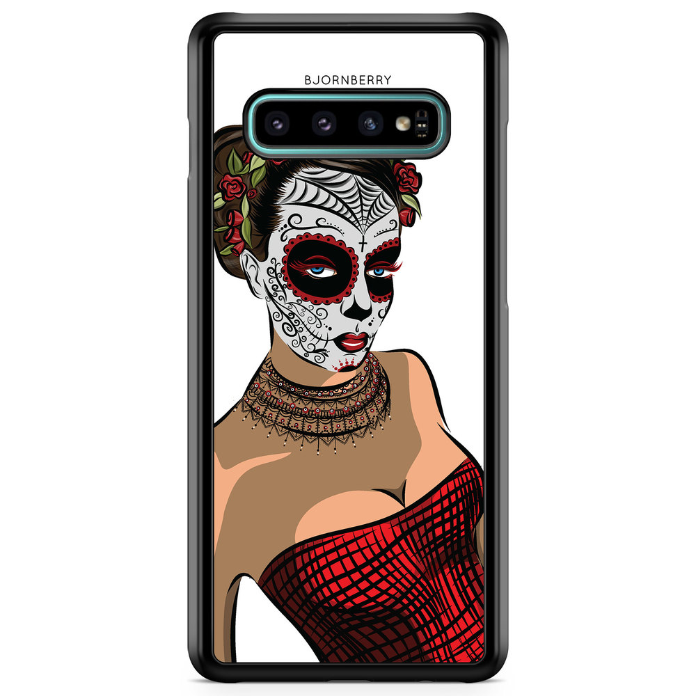 Samsung Galaxy S10 Plus Case - Skull Mask Flowers