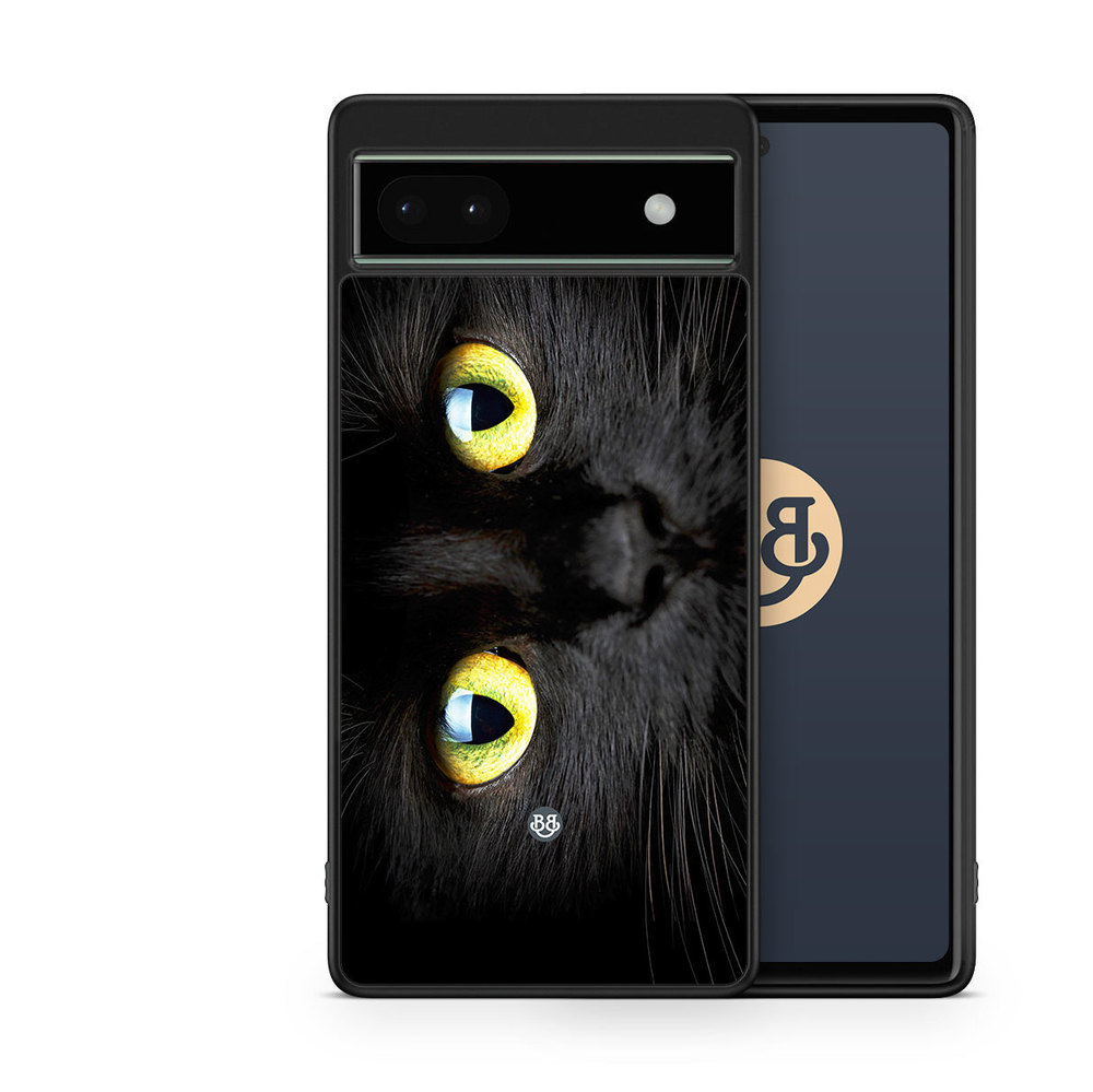 Google Pixel 6a Case - Black Cat Close up
