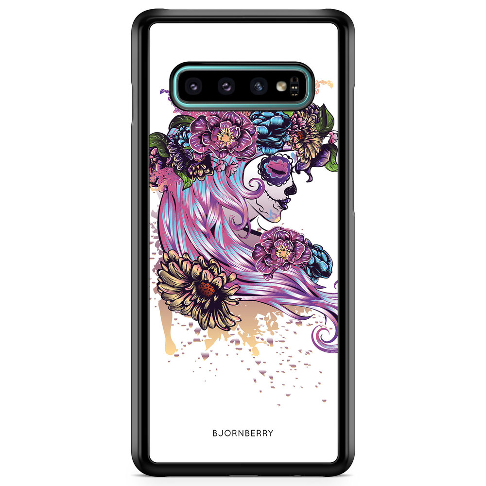 Samsung Galaxy S10 Plus Case - Skull Girl Flowers