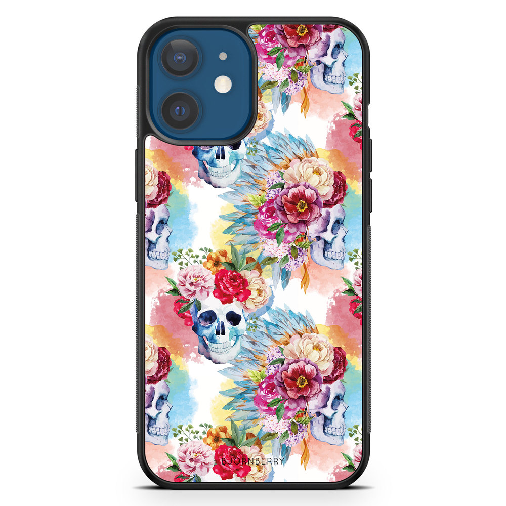 iPhone 12 Mini Case - Skulls And Flowers