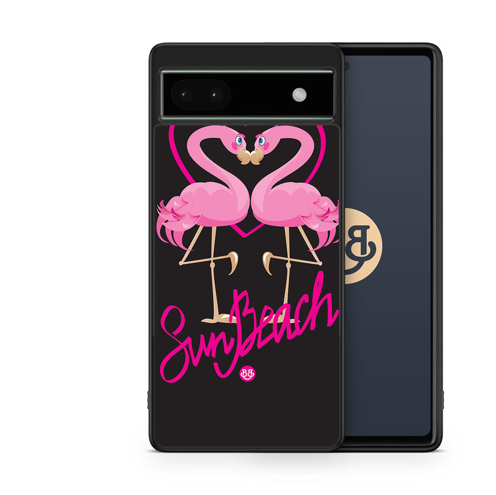 Google Pixel 6a Case - Sun Beach Flamingo