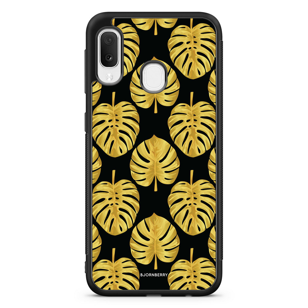 Samsung Galaxy A20e Case - Gold Monstera