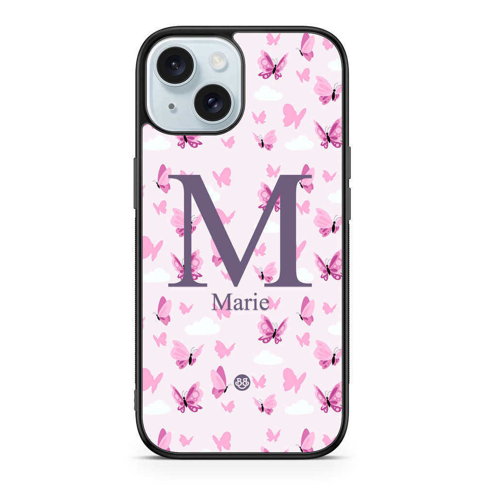 iPhone 15 med Ditt eget namn - AWAKEN - Butterfly Pink | Mobilskal & Mobilfodral BJORNBERRY