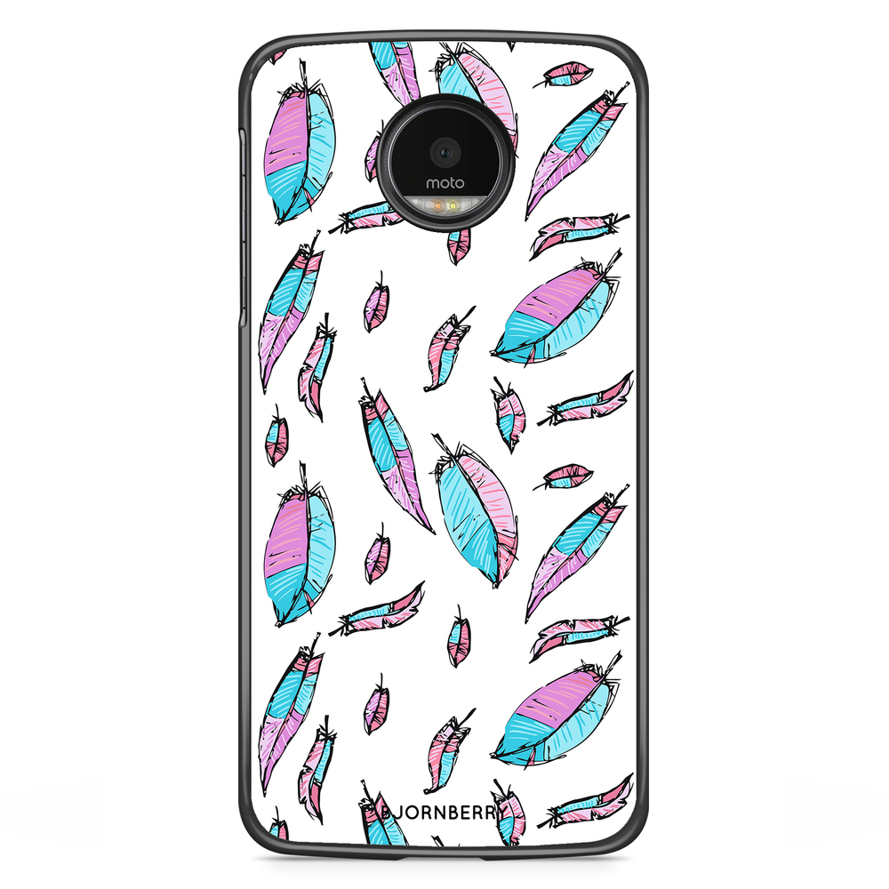 Motorola Moto G5S Plus Case - Pink/Blue Feathers