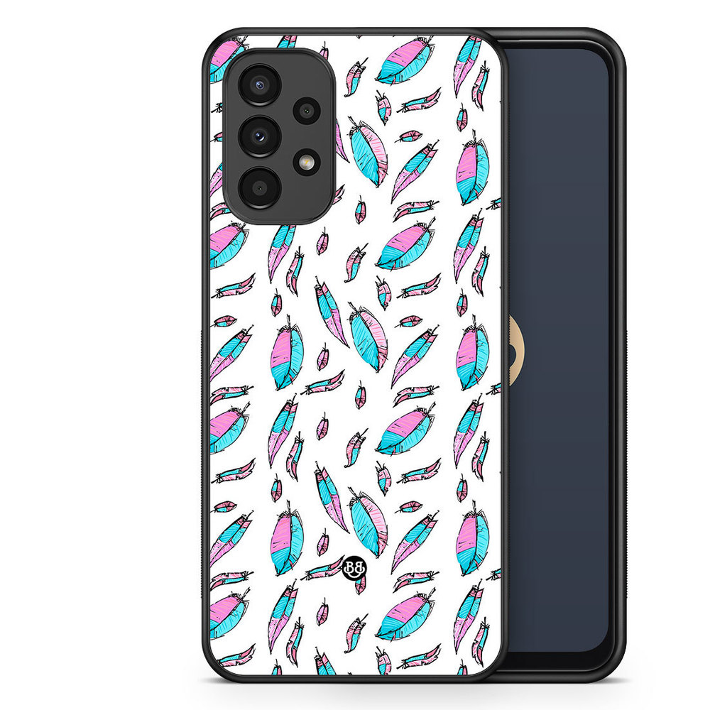 Samsung Galaxy A13 Case - Pink/Blue Feathers