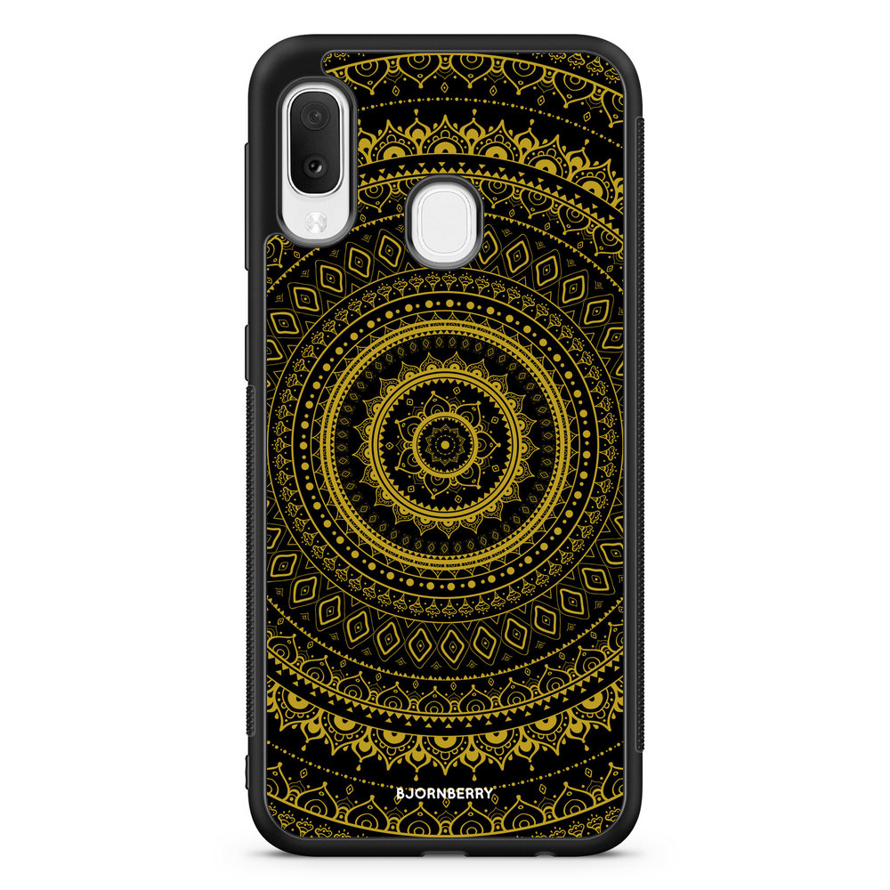 Samsung Galaxy A20e Case - Black Gold Mandala