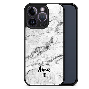 iPhone 14 Pro Custom Skal - Vit Marmor Namn