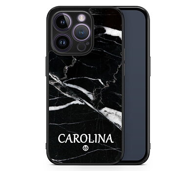 iPhone 14 Pro Custom Skal - Svart Marmor Namn