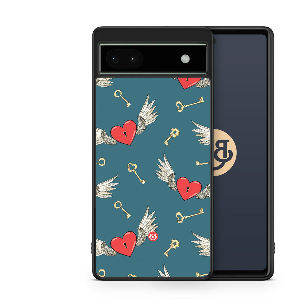 Google Pixel 6a Case - Hearts and Wings