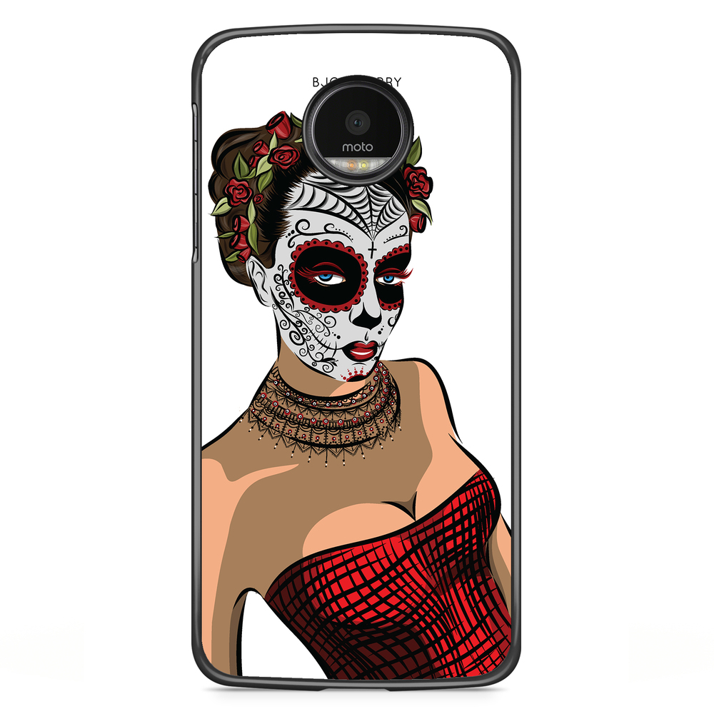 Motorola Moto G5S Plus Case - Skull Mask Flowers
