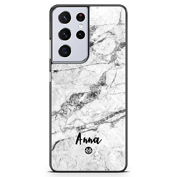 Samsung Galaxy S21 Ultra Custom Case - White Marble Name