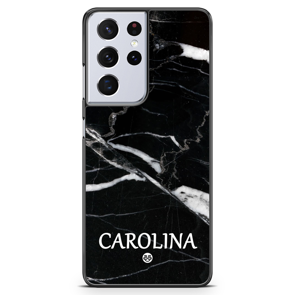 Samsung Galaxy S21 Ultra Custom Case - Black Marble Name